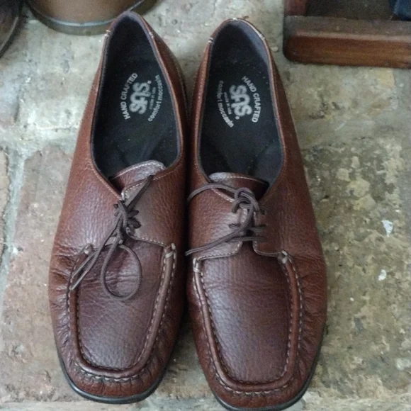 SAS Womens 9m Shoes Leather Moc Toe Lace Up Handcrafted USA Comfort Moccasins - Picture 3 of 9